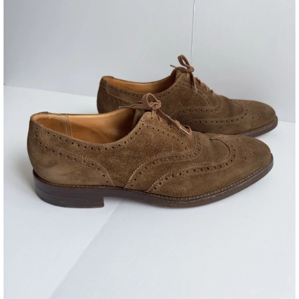 Polo Ralph Lauren Men's Brenton Suede Wingtip Tobacco Brown Dress Casual Shoe 9D - Picture 2 of 13
